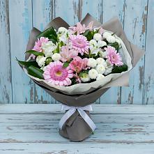 Букет цветов из:  Герберы, Альстромерии и Хризантемы в Вознесенской Краснодарского края