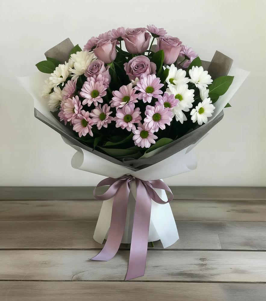 Букет цветов из: Хризантемы и Розы в Вознесенской Краснодарского края