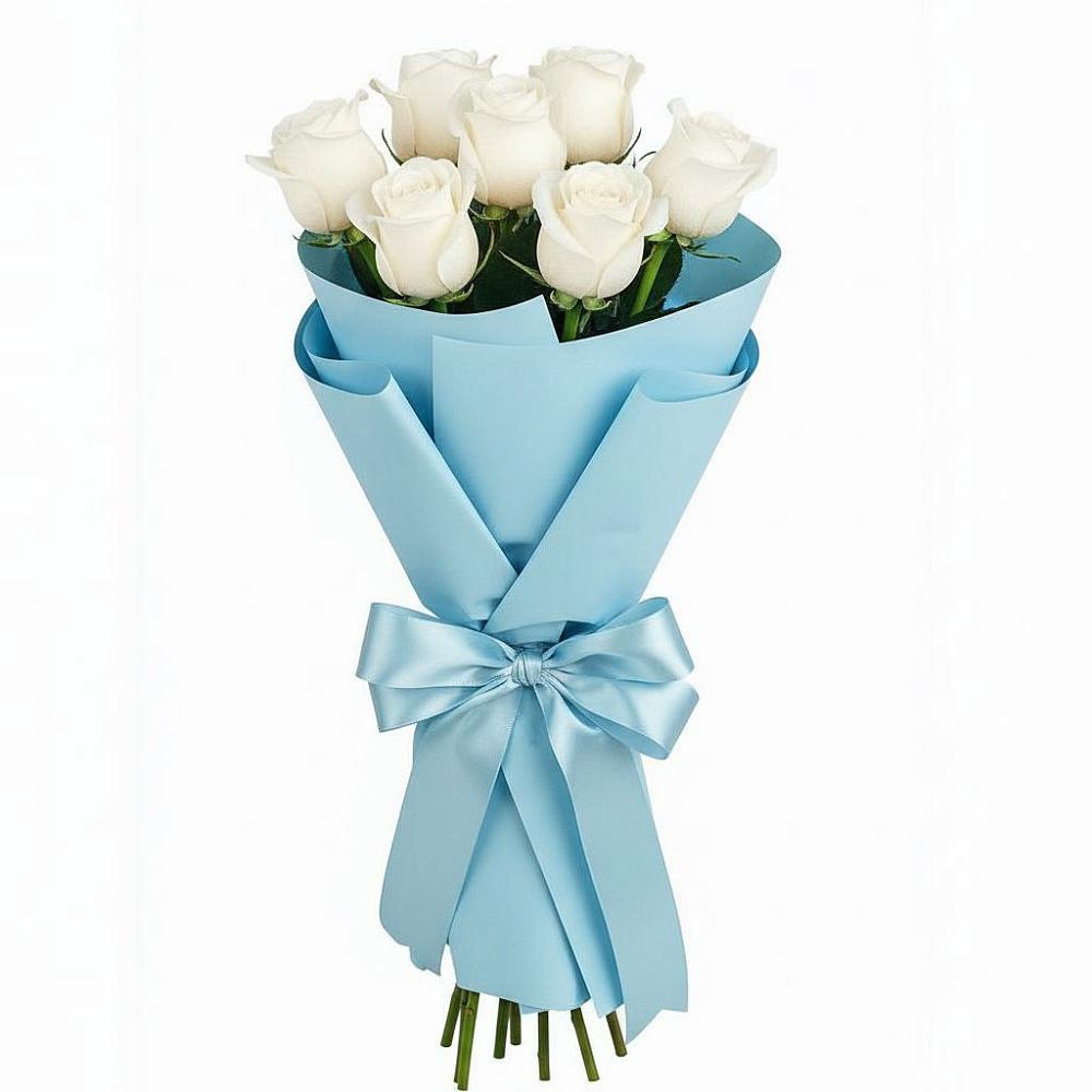 Букет 7 белых роз Проуд в Вознесенской Краснодарского края