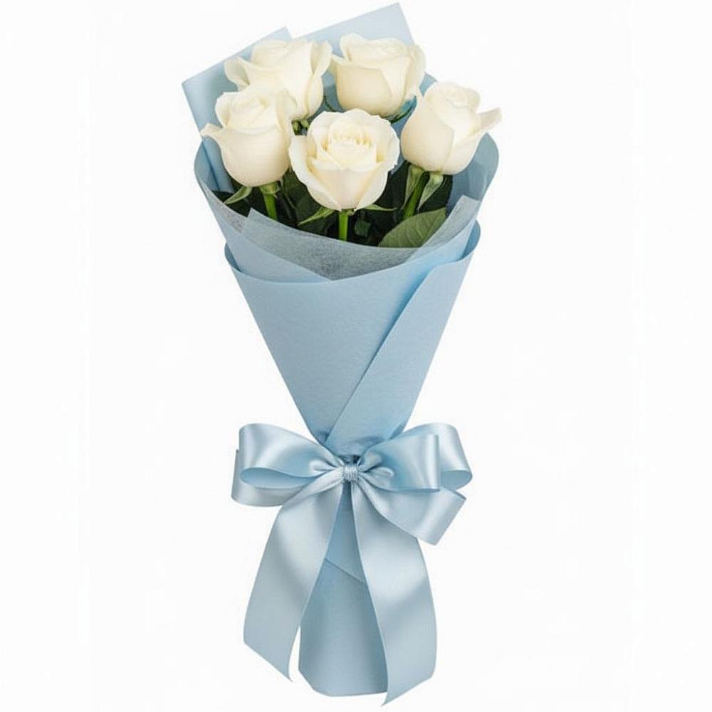 Букет 5 Белых роз Проуд в Вознесенской Краснодарского края