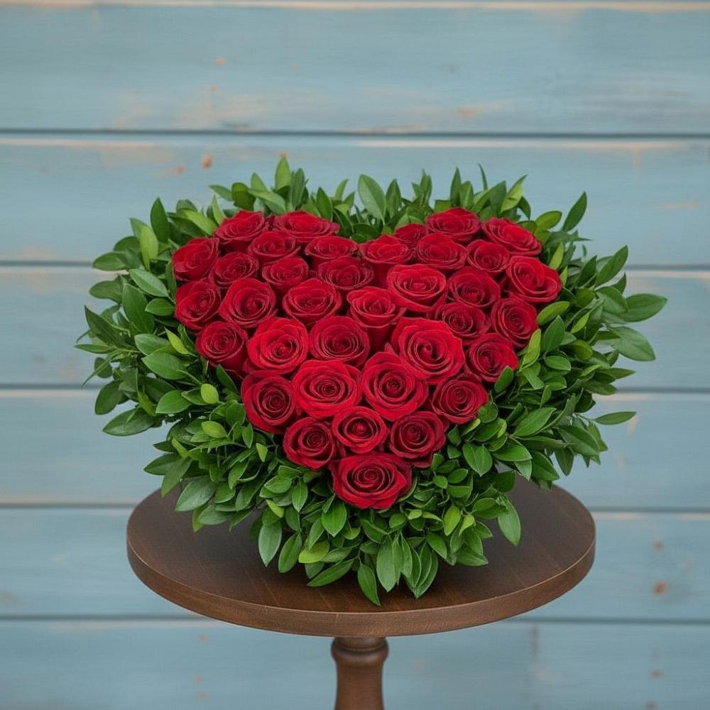 Цветочная композиция из Розы в виде сердца в Вознесенской Краснодарского края