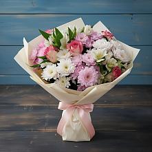 Букет цветов из:  Хризантемы, Альстромерии и Розы #REPLACE_PRED# Вознесенской Краснодарского края