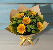 Букет цветов из:  Герберы и Хризантемы в Вознесенской Краснодарского края