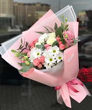 Букет цветов из:  Розы, Лизиантусы и Хризантемы в Вознесенской Краснодарского края
