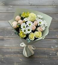 Букет цветов из:  Альстромерии, Розы и Хризантемы в Вознесенской Краснодарского края