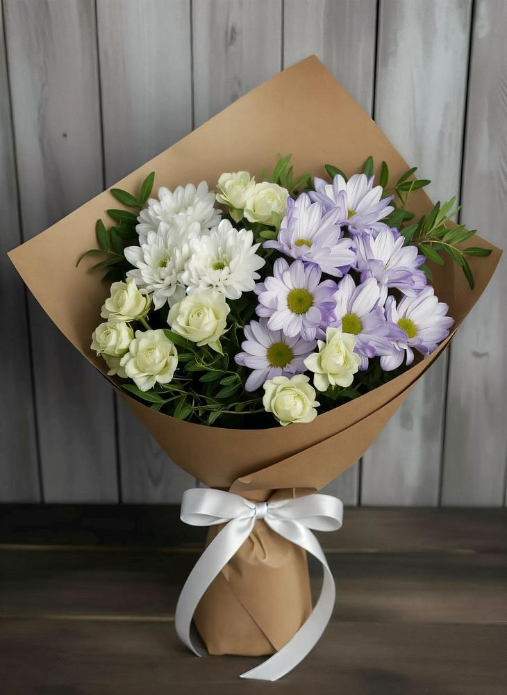 Букет цветов из: Хризантемы и Розы в Вознесенской Краснодарского края